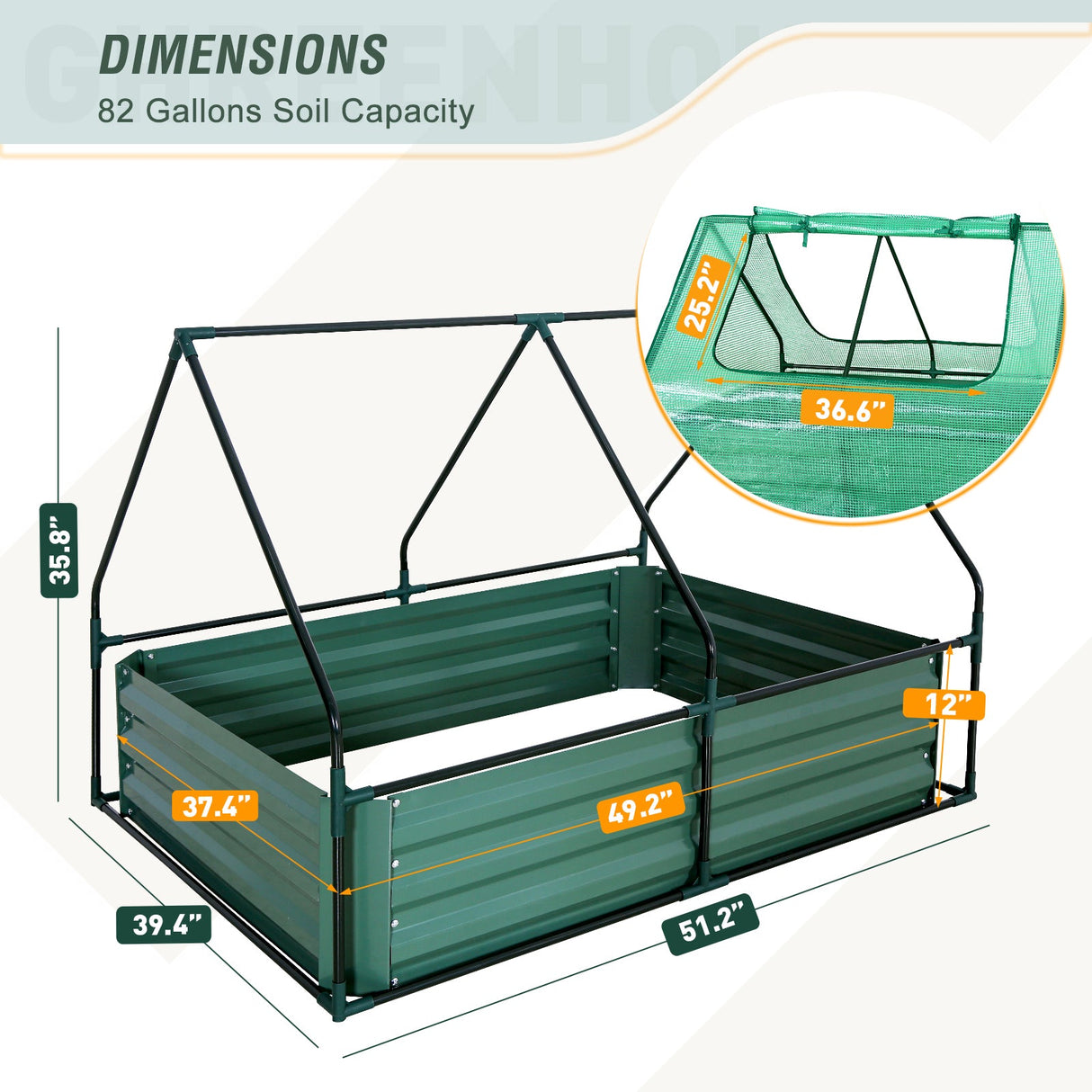 EAGLE PEAK 4x3x1 Outdoor Raised Garden Bed with Greenhouse 2 Zippered Windows - Eagle Peak Canopy and Outdoor Products