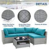 EAGLE PEAK 5 Piece Outdoor Wicker Patio Furniture Set with Coffee Table, Outdoor PE Rattan Sectional Conversation Sets with Seating for 4 People - Eagle Peak Canopy and Outdoor Products