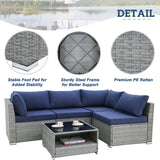 EAGLE PEAK 5 Piece Outdoor Wicker Patio Furniture Set with Coffee Table, Outdoor PE Rattan Sectional Conversation Sets with Seating for 4 People - Eagle Peak Canopy and Outdoor Products