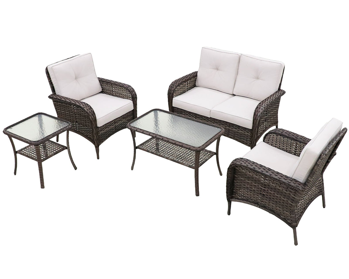 EAGLE PEAK 5pc Rattan Outdoor Patio Conversation Set - Eagle Peak Canopy and Outdoor Products