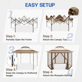 EAGLE PEAK 6 - Sided Pop Up Gazebo w/Mosquito Netting, 13x13 Double - Tier Hexagonal Outdoor Canopy Tent for Patio, Garden, Party, Backyard, Beige - Eagle Peak Canopy and Outdoor Products