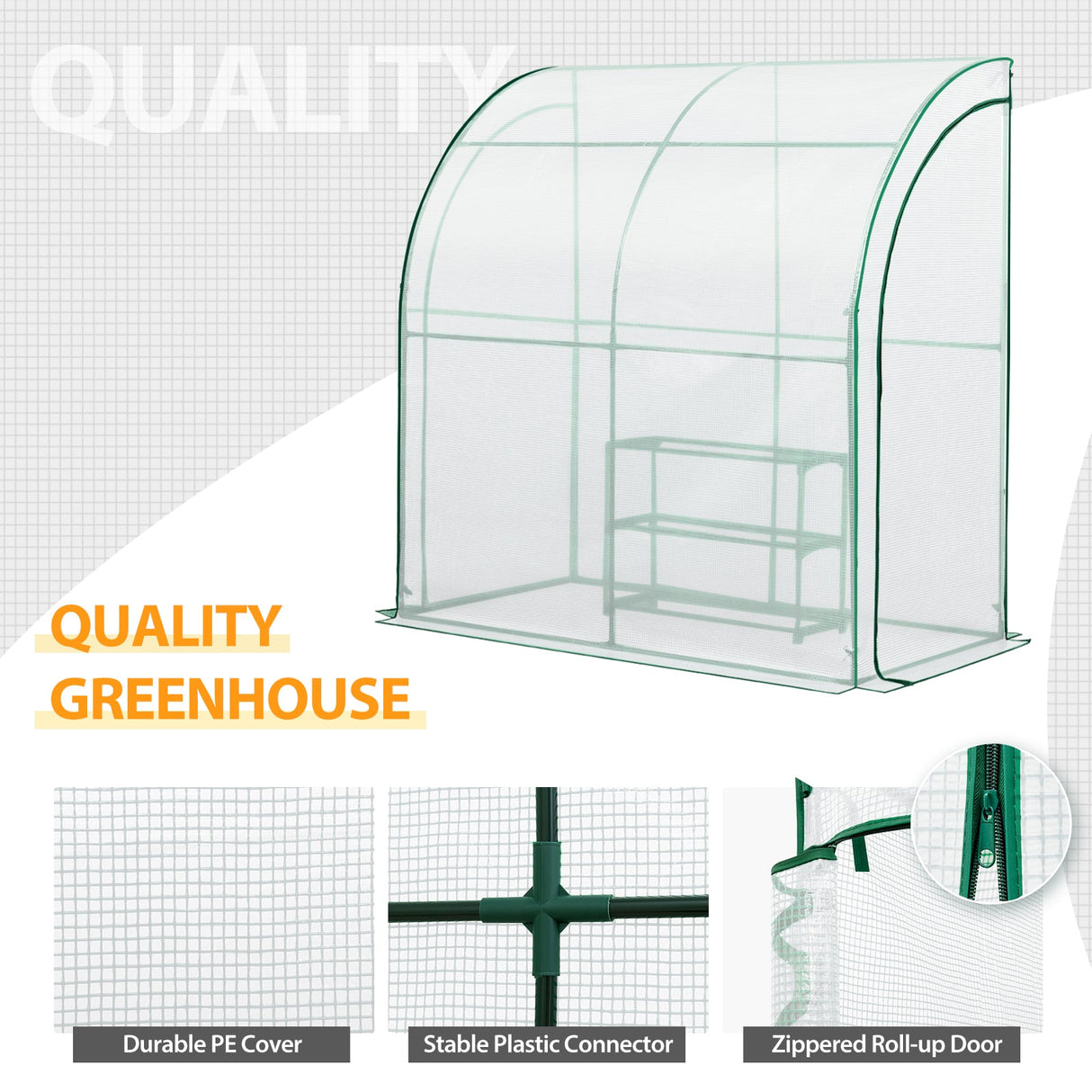 EAGLE PEAK 6.6x3.3x6.9 Outdoor Lean to Walk - in Greenhouse with Shelf - Eagle Peak Canopy and Outdoor Products