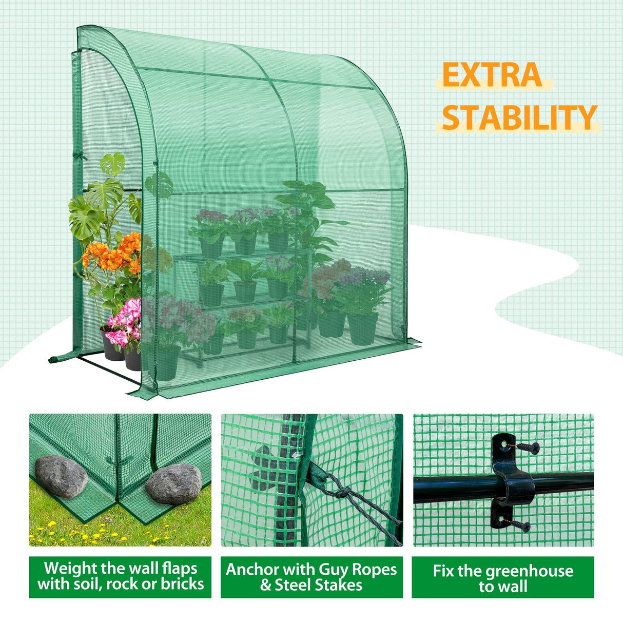 EAGLE PEAK 6.6x3.3x6.9 Outdoor Lean to Walk - in Greenhouse with Shelf - Eagle Peak Canopy and Outdoor Products