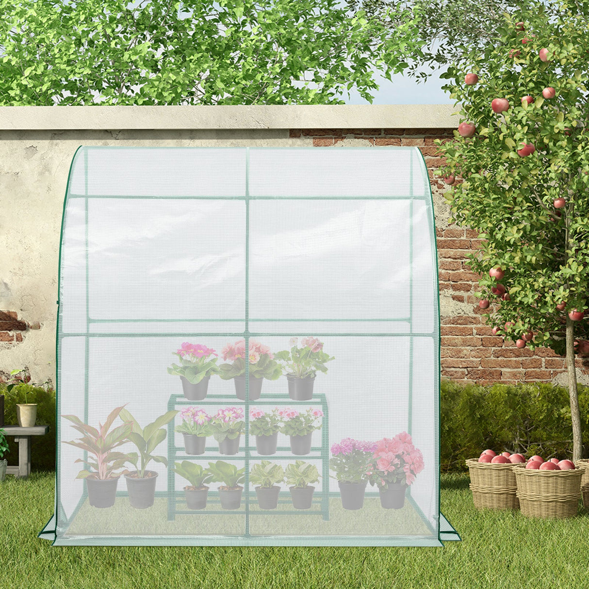 EAGLE PEAK 6.6x3.3x6.9 Outdoor Lean to Walk - in Greenhouse with Shelf - Eagle Peak Canopy and Outdoor Products