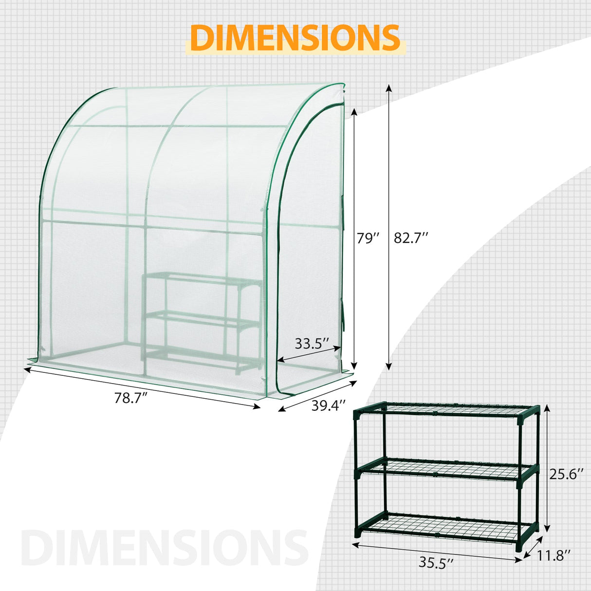 EAGLE PEAK 6.6x3.3x6.9 Outdoor Lean to Walk - in Greenhouse with Shelf - Eagle Peak Canopy and Outdoor Products