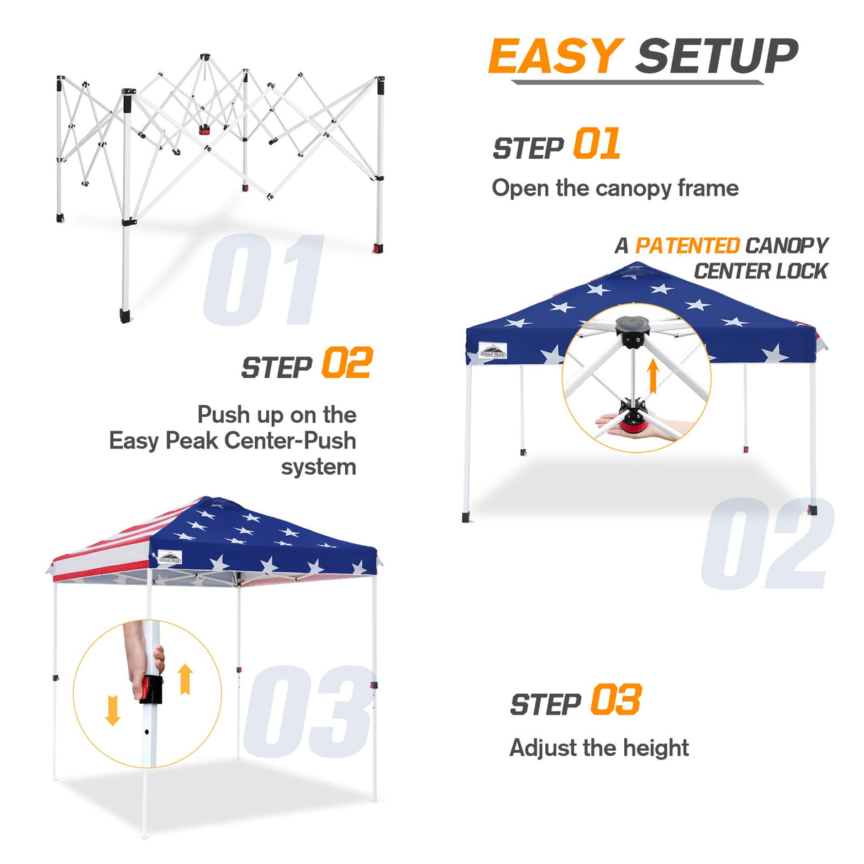 EAGLE PEAK 6.6x6.6 Pop Up Canopy Tent Instant Outdoor Canopy Easy Set - up Straight Leg - Eagle Peak Custom Canopy Tent