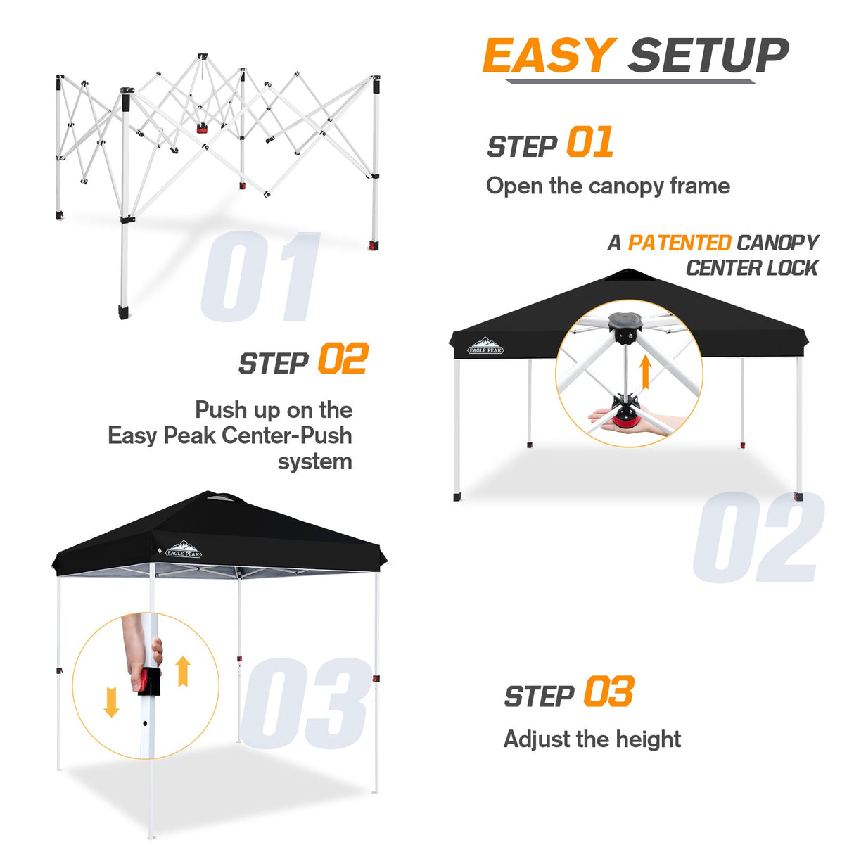 EAGLE PEAK 6.6x6.6 Pop Up Canopy Tent Instant Outdoor Canopy Easy Set - up Straight Leg - Eagle Peak Custom Canopy Tent