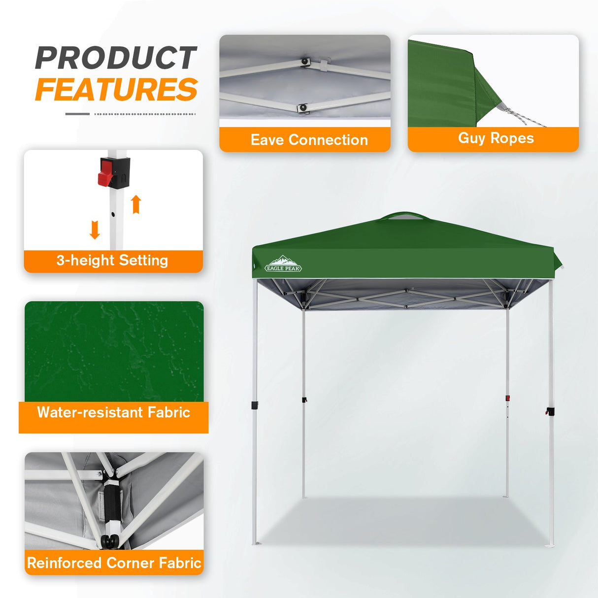 EAGLE PEAK 6.6x6.6 Pop Up Canopy Tent Instant Outdoor Canopy Easy Set - up Straight Leg - Eagle Peak Custom Canopy Tent