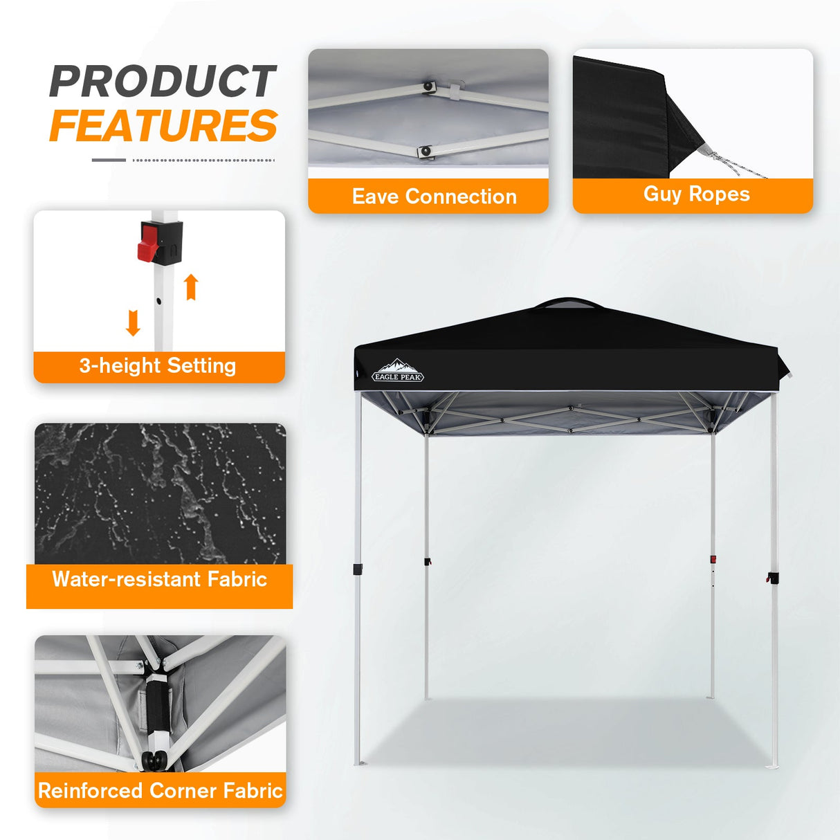 EAGLE PEAK 6.6x6.6 Pop Up Canopy Tent Instant Outdoor Canopy Easy Set - up Straight Leg - Eagle Peak Custom Canopy Tent