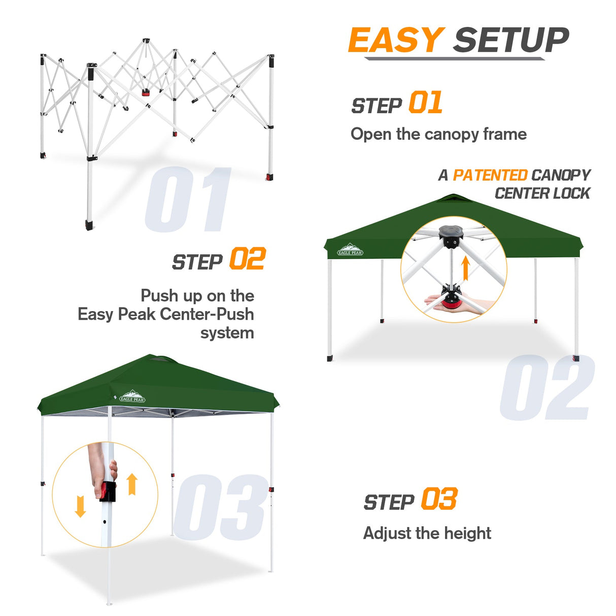 EAGLE PEAK 6.6x6.6 Pop Up Canopy Tent Instant Outdoor Canopy Easy Set - up Straight Leg - Eagle Peak Custom Canopy Tent