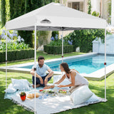 EAGLE PEAK 6.6x6.6 Pop Up Canopy Tent Instant Outdoor Canopy Easy Set - up Straight Leg Folding Shelter with Wheeled Bag, 8 Stakes and 4 Ropes, Blue/White - Eagle Peak Canopy and Outdoor Products