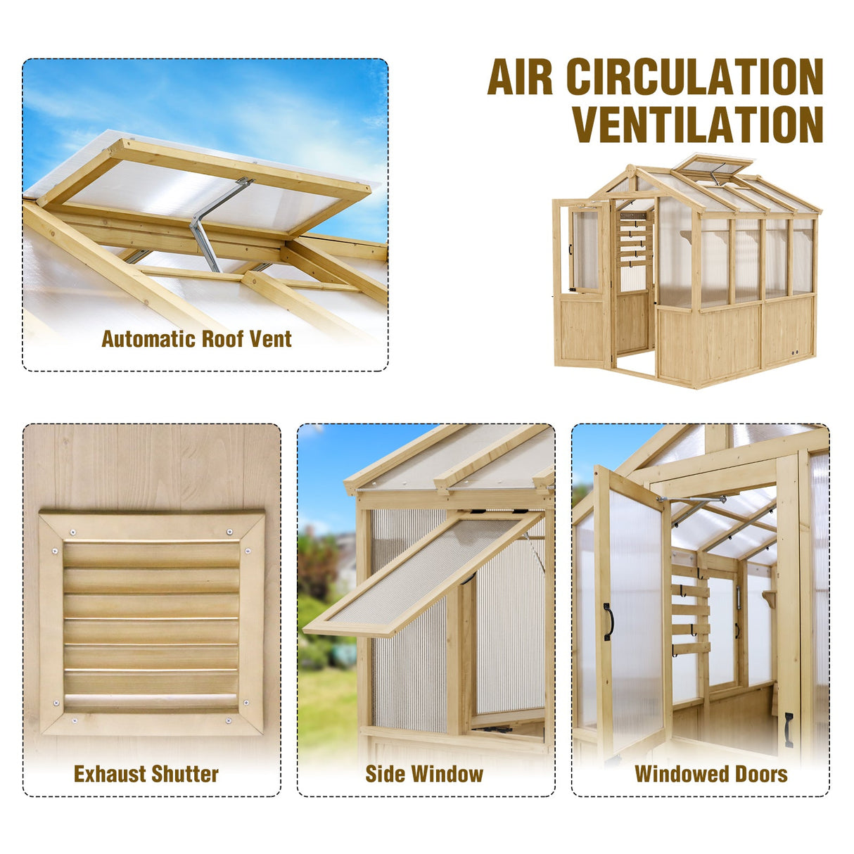 EAGLE PEAK 6.7x7.8x7.7 ft Wood and Polycarbonate Walk - in Greenhouse - Eagle Peak Canopy and Outdoor Products