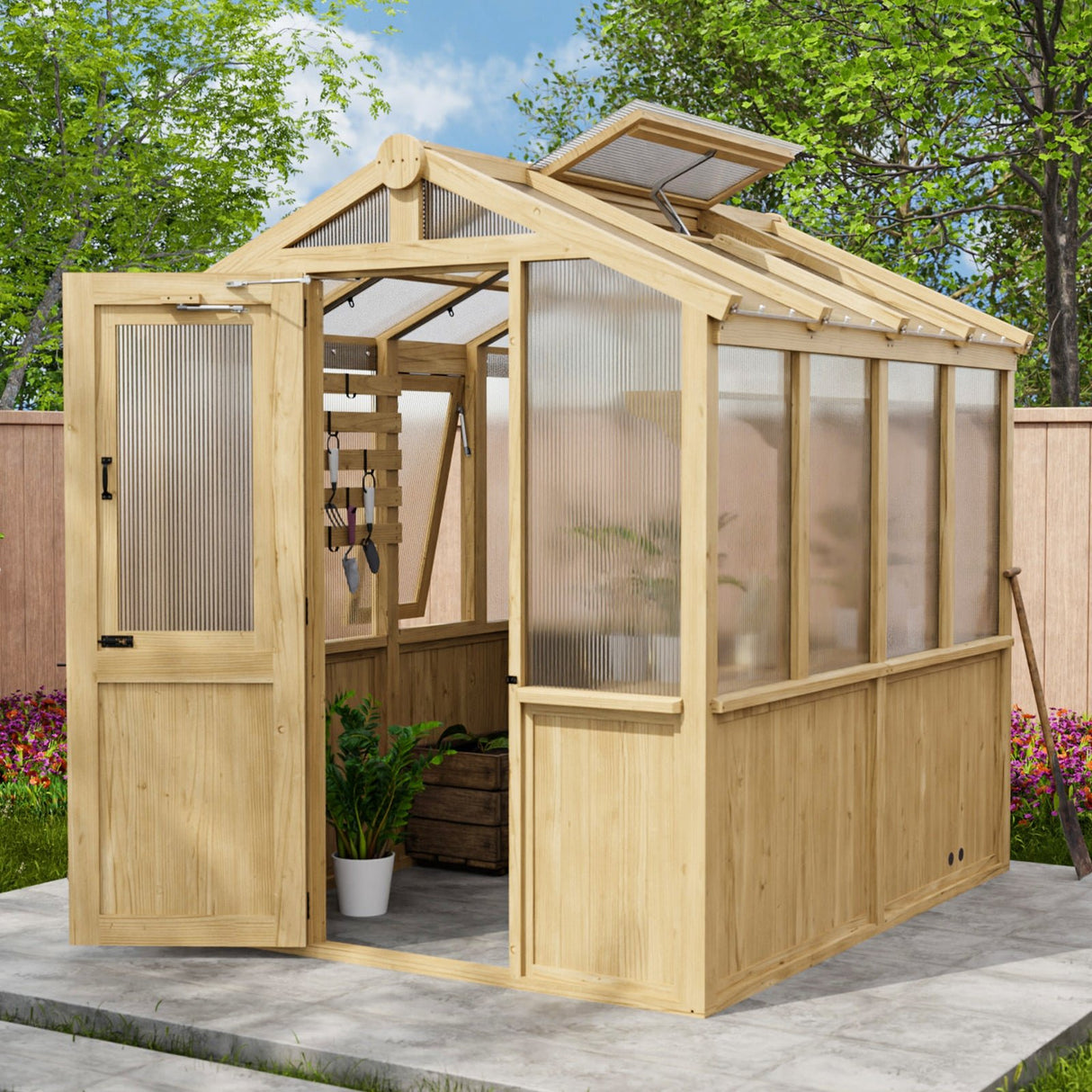 EAGLE PEAK 6.7x7.8x7.7 ft Wood and Polycarbonate Walk - in Greenhouse - Eagle Peak Canopy and Outdoor Products