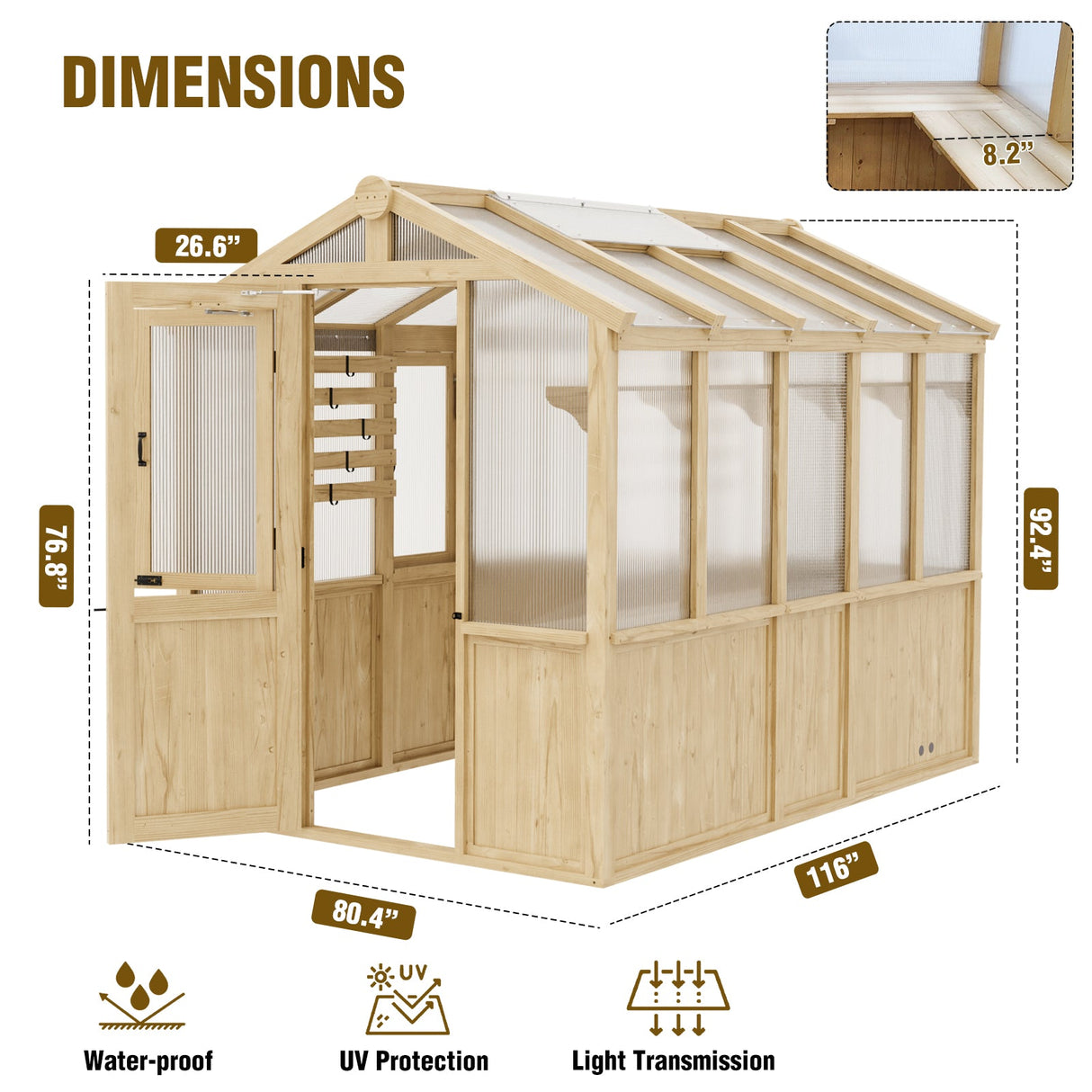 EAGLE PEAK 6.7x9.7x7.7 ft Wood and Polycarbonate Walk - in Greenhouse - Eagle Peak Canopy and Outdoor Products