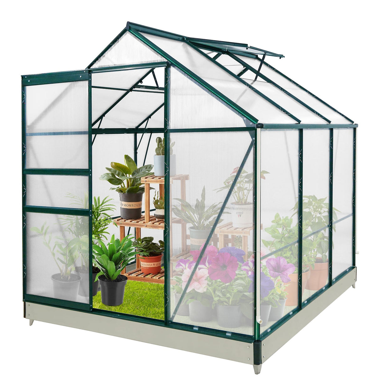 EAGLE PEAK 6x6x7 Polycarbonate and Aluminum Walk - in Hobby Greenhouse with Adjustable Roof Vent - Eagle Peak Canopy and Outdoor Products