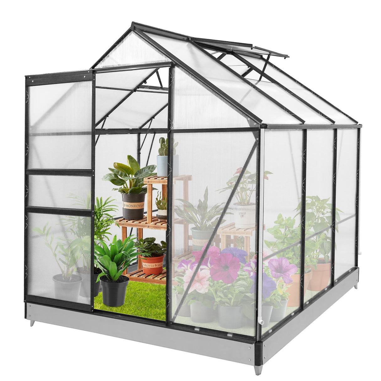 EAGLE PEAK 6x6x7 Polycarbonate and Aluminum Walk - in Hobby Greenhouse with Adjustable Roof Vent - Eagle Peak Canopy and Outdoor Products