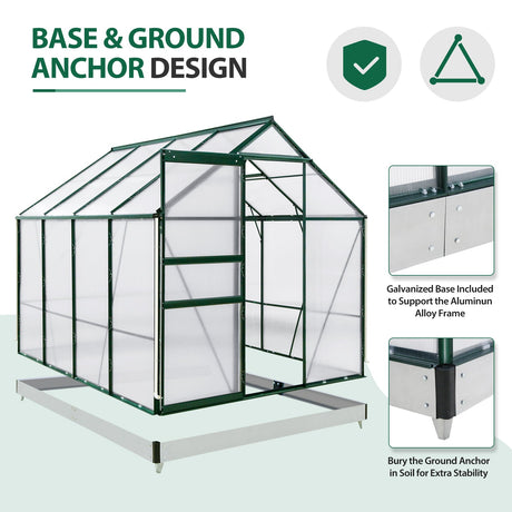 EAGLE PEAK 6x8x7 Polycarbonate and Aluminum Walk - in Hobby Greenhouse with Adjustable Roof Vent - Eagle Peak Canopy and Outdoor Products