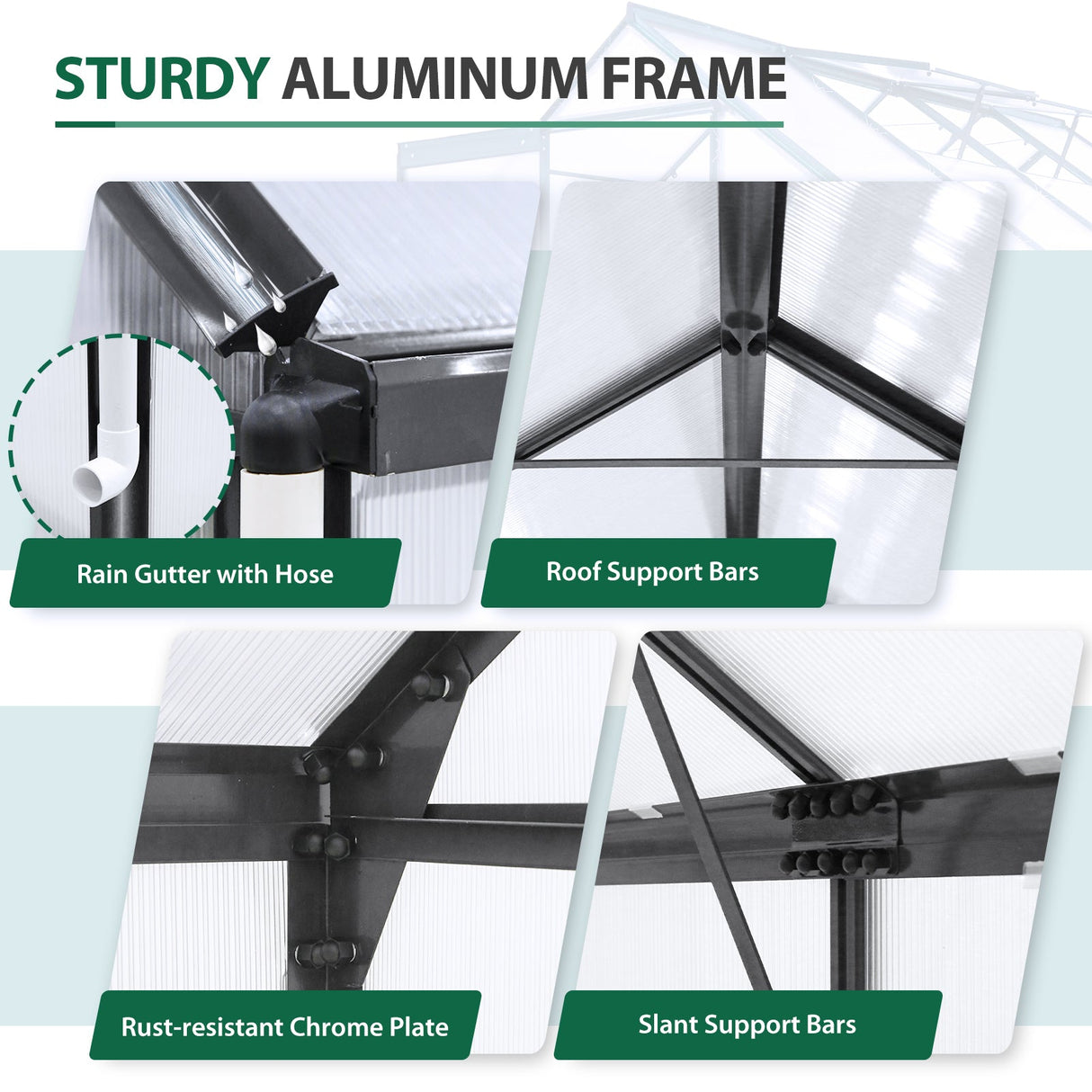 EAGLE PEAK 6x8x7 Polycarbonate and Aluminum Walk - in Hobby Greenhouse with Adjustable Roof Vent - Eagle Peak Canopy and Outdoor Products