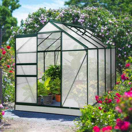 EAGLE PEAK 6x8x7 Polycarbonate and Aluminum Walk - in Hobby Greenhouse with Adjustable Roof Vent - Eagle Peak Canopy and Outdoor Products