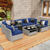 EAGLE PEAK 7 Piece Outdoor Wicker Patio Furniture Set with Coffee Table, Outdoor PE Rattan Sectional Conversation Set with Seating for 6 People - Eagle Peak Canopy and Outdoor Products