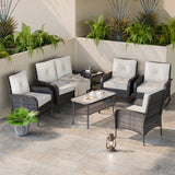 EAGLE PEAK 7 Piece Rattan Outdoor Patio Conversation Set - Eagle Peak Canopy and Outdoor Products