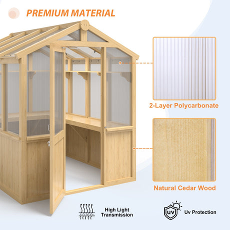 EAGLE PEAK 7.5x6.7x7.7 Wood and Polycarbonate Walk - in Greenhouse - Eagle Peak Canopy and Outdoor Products