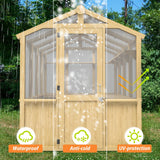 EAGLE PEAK 7.5x6.7x7.7 Wood and Polycarbonate Walk - in Greenhouse - Eagle Peak Canopy and Outdoor Products