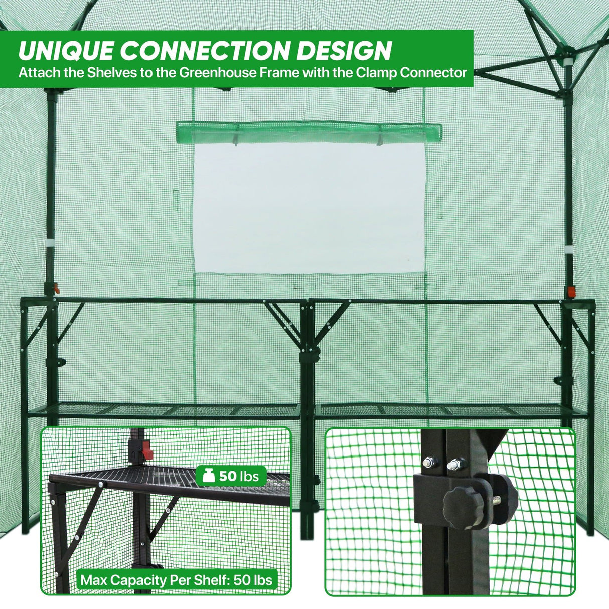 EAGLE PEAK 7x7 Pop up Greenhouse Portable Walk - in Outdoo Greenhouse with 2 Foldable Shelves - Eagle Peak Canopy and Outdoor Products