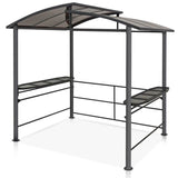 EAGLE PEAK 8x5 BBQ Grill Gazebo Steel Frame Double - Tier Polycarbonate with Shelves Serving Tables - Eagle Peak Canopy and Outdoor Products