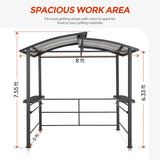 EAGLE PEAK 8x5 BBQ Grill Gazebo Steel Frame Double - Tier Polycarbonate with Shelves Serving Tables - Eagle Peak Canopy and Outdoor Products