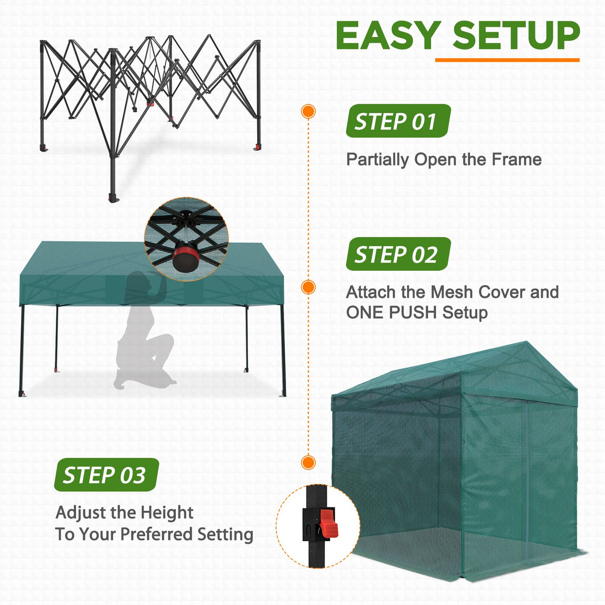 EAGLE PEAK 8x6 Portable Walk - in Mesh Cover Greenhouse with Shade Cloth - Eagle Peak Canopy and Outdoor Products