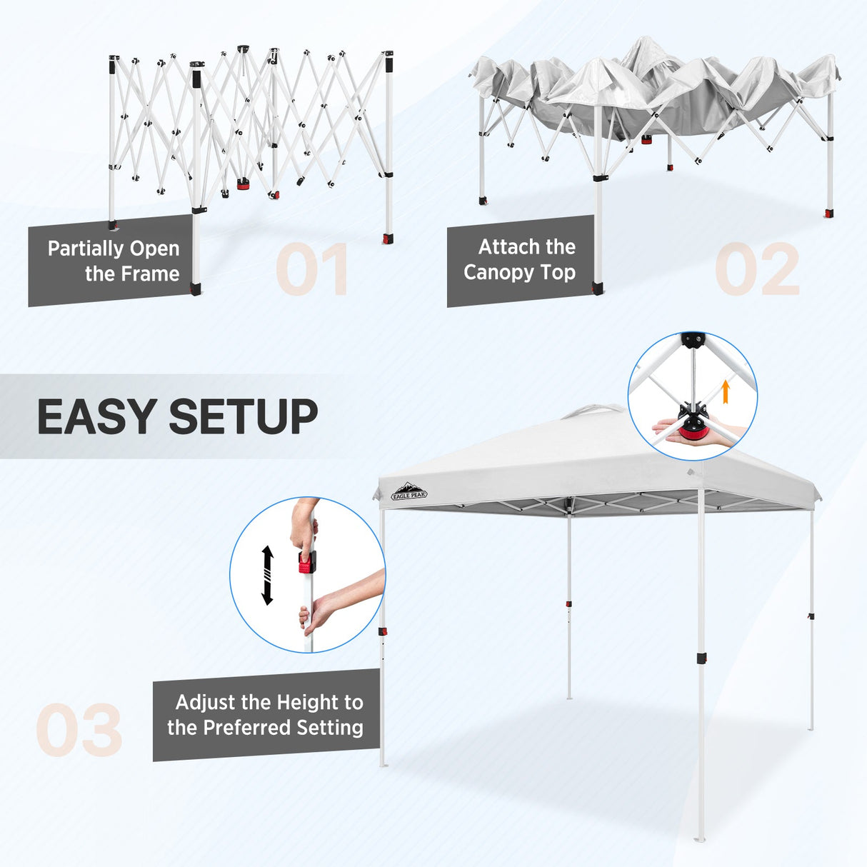 EAGLE PEAK 8x8 Pop Up Straight Leg Canopy with Wheeled Bag - Eagle Peak Canopy and Outdoor Products