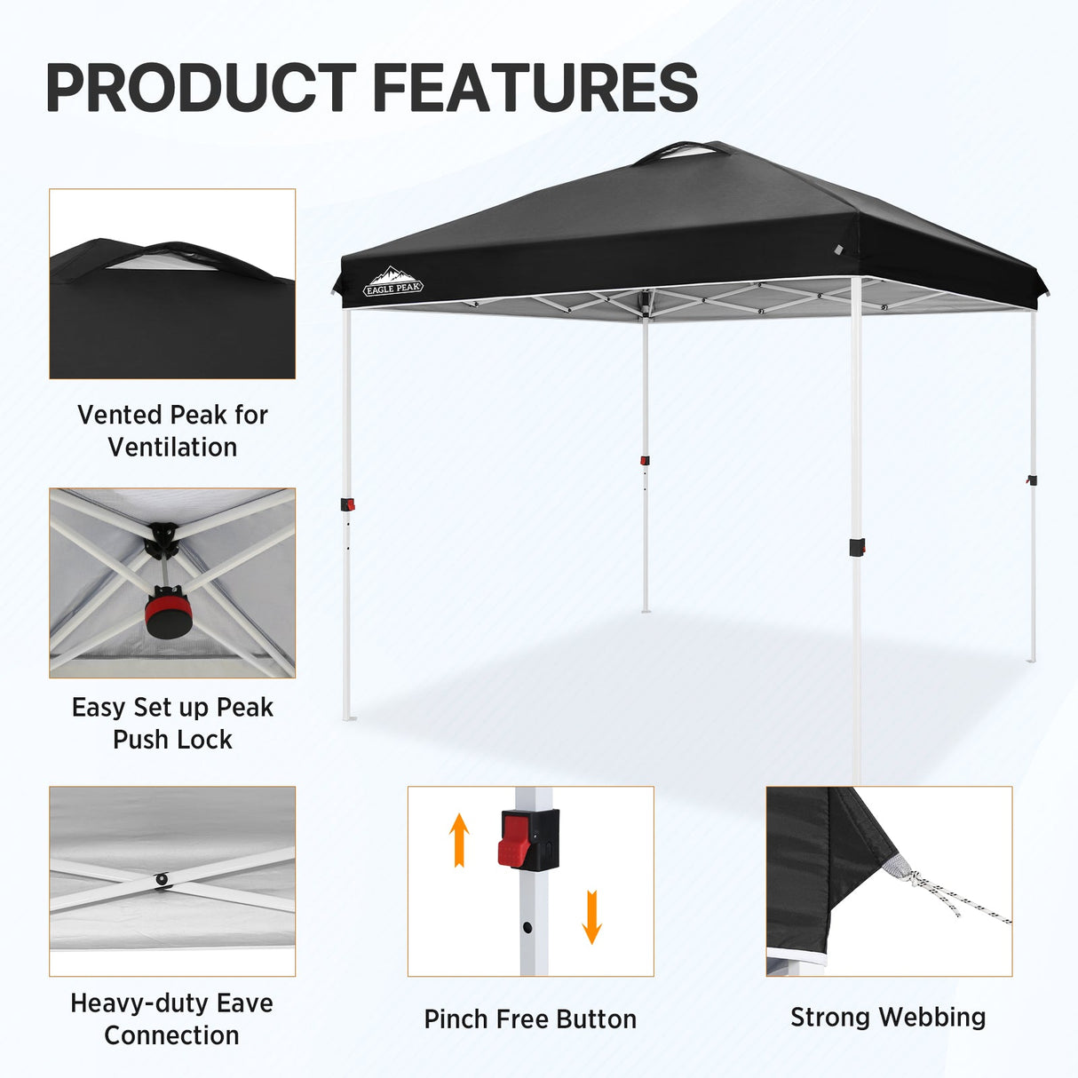 EAGLE PEAK 8x8 Pop Up Straight Leg Canopy with Wheeled Bag - Eagle Peak Canopy and Outdoor Products