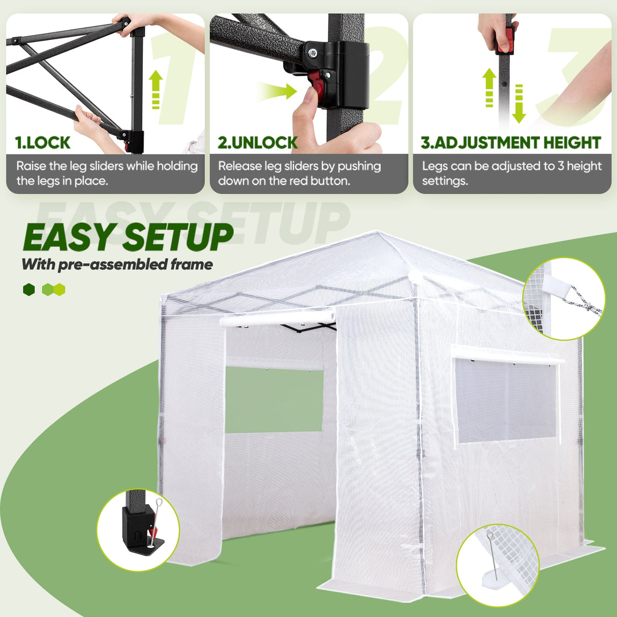 EAGLE PEAK 8x8 Portable Walk - in Greenhouse - Eagle Peak Canopy and Outdoor Products