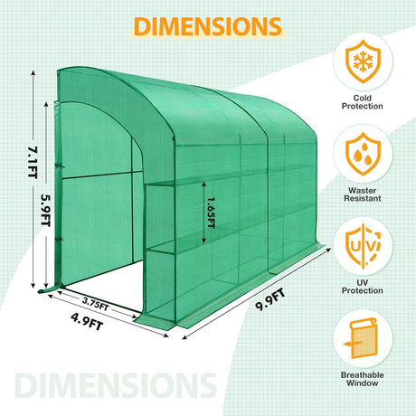 EAGLE PEAK 9.9x4.9x7.1 Outdoor Lean to Walk - in Greenhouse with Shelf - Eagle Peak Canopy and Outdoor Products