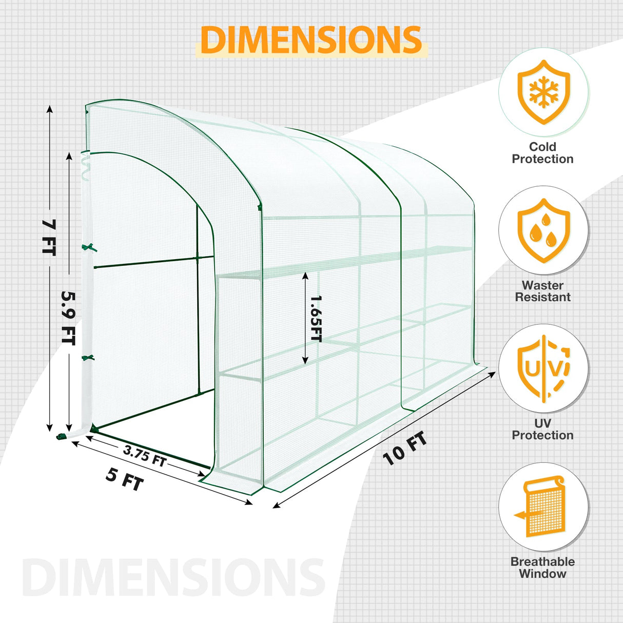 EAGLE PEAK 9.9x4.9x7.1 Outdoor Lean to Walk - in Greenhouse with Shelf - Eagle Peak Canopy and Outdoor Products