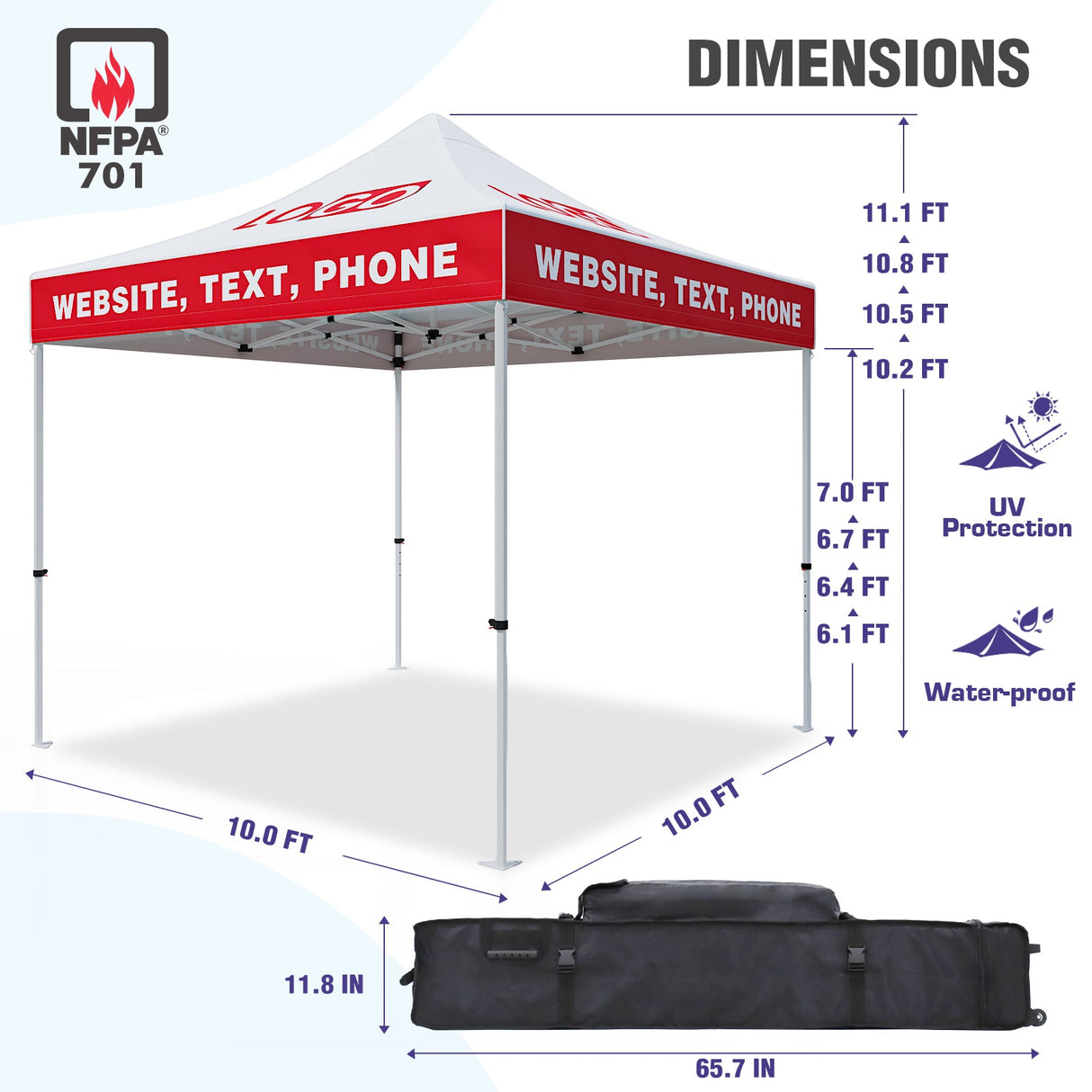 EAGLE PEAK ALX4010 40mm Aluminum Hex Leg Commercial Custom Canopy Tent 10x10 - CLICK TO CONFIGURE - Package Prices Start at $789.00 - Eagle Peak Custom Canopy Tent