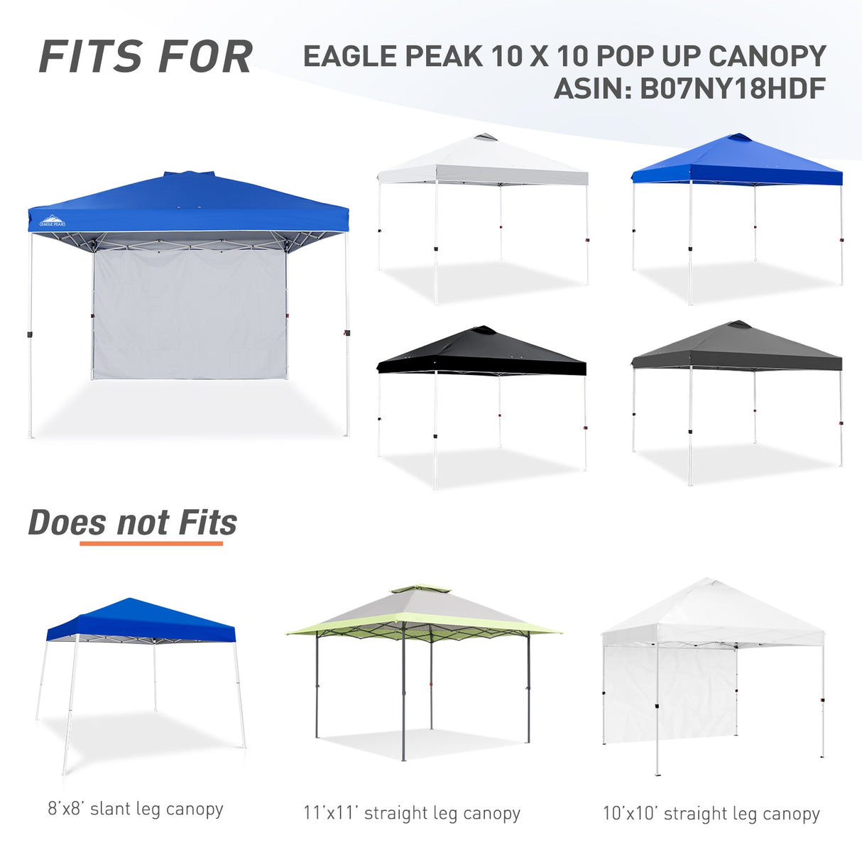 EAGLE PEAK Canopy SunWall for E100 10x10 Straight Leg Pop Up Canopy, 1 Sidewall - Eagle Peak Canopy and Outdoor Products