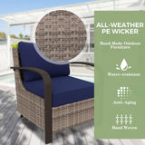 EAGLE PEAK Coastal Vista 3 Piece Patio Bistro Set, Includes 2 Patio Chairs, 1 Side Table,Beige/Blue - Eagle Peak Canopy and Outdoor Products