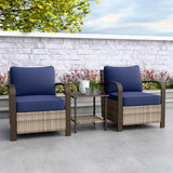 EAGLE PEAK Coastal Vista 3 Piece Patio Bistro Set, Includes 2 Patio Chairs, 1 Side Table,Beige/Blue - Eagle Peak Canopy and Outdoor Products