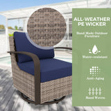 EAGLE PEAK Coastal Vista 3 Piece Patio Bistro Set with Side Table, Includes (2) Swivel Rocking Chairs, Beige - Eagle Peak Canopy and Outdoor Products