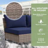 EAGLE PEAK Coastal Vista Curved Outdoor Wicker Sofa with Cushions, Seats 2, Beige - Eagle Peak Canopy and Outdoor Products