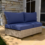 EAGLE PEAK Coastal Vista Curved Outdoor Wicker Sofa with Cushions, Seats 2, Beige - Eagle Peak Canopy and Outdoor Products