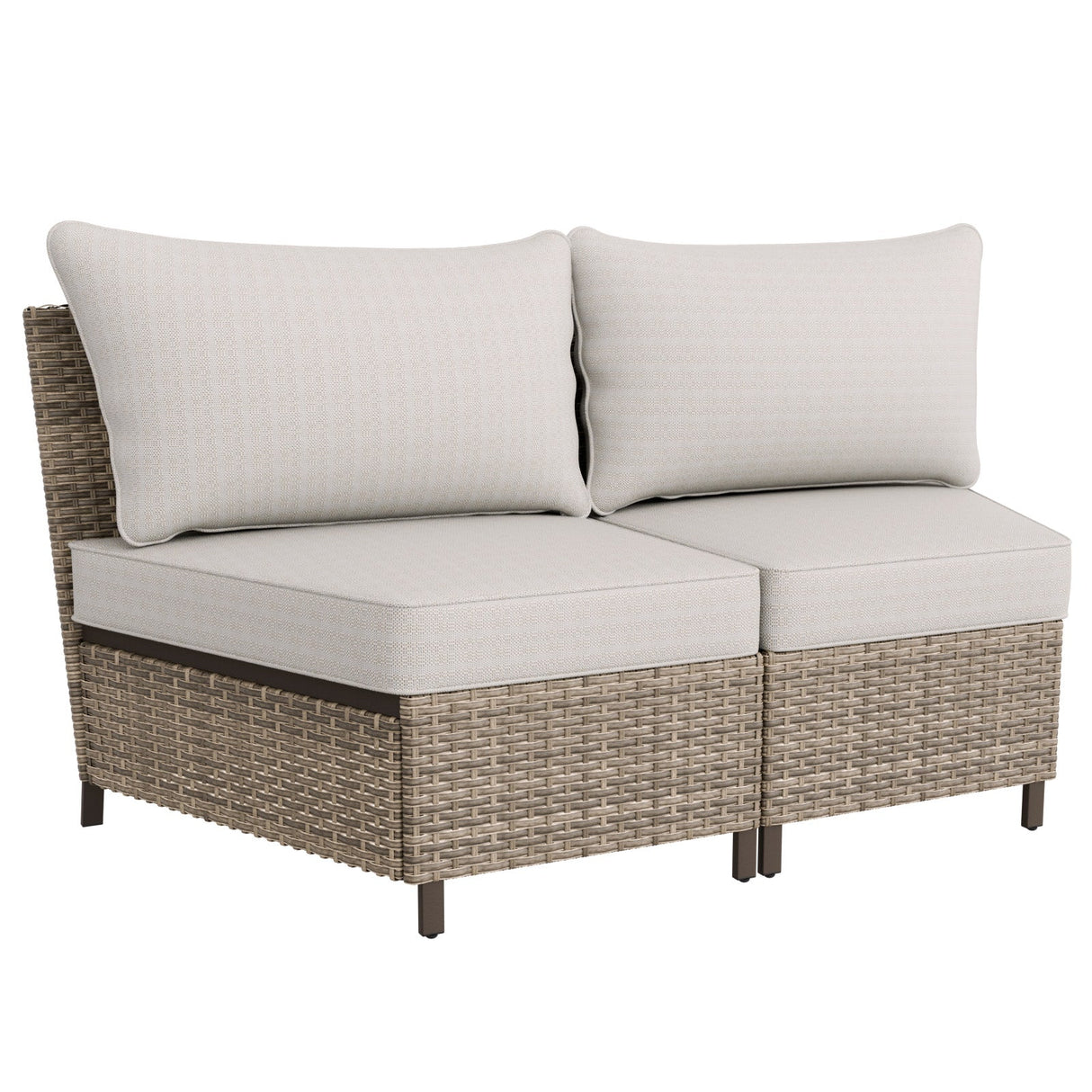 EAGLE PEAK Coastal Vista Curved Outdoor Wicker Sofa with Cushions, Seats 2, Beige - Eagle Peak Canopy and Outdoor Products