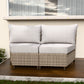 EAGLE PEAK Coastal Vista Curved Outdoor Wicker Sofa with Cushions, Seats 2, Beige - Eagle Peak Canopy and Outdoor Products