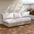 EAGLE PEAK Coastal Vista Curved Outdoor Wicker Sofa with Cushions, Seats 3, Beige - Eagle Peak Canopy and Outdoor Products