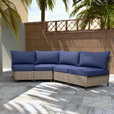 EAGLE PEAK Coastal Vista Curved Outdoor Wicker Sofa with Cushions, Seats 4, Beige - Eagle Peak Canopy and Outdoor Products