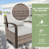 EAGLE PEAK Coastal Vista Outdoor Patio Furniture Set with Curved Sectional Sofas, Coffee and Side Tables, Patio Chairs, Seats 6, Beige - Eagle Peak Canopy and Outdoor Products