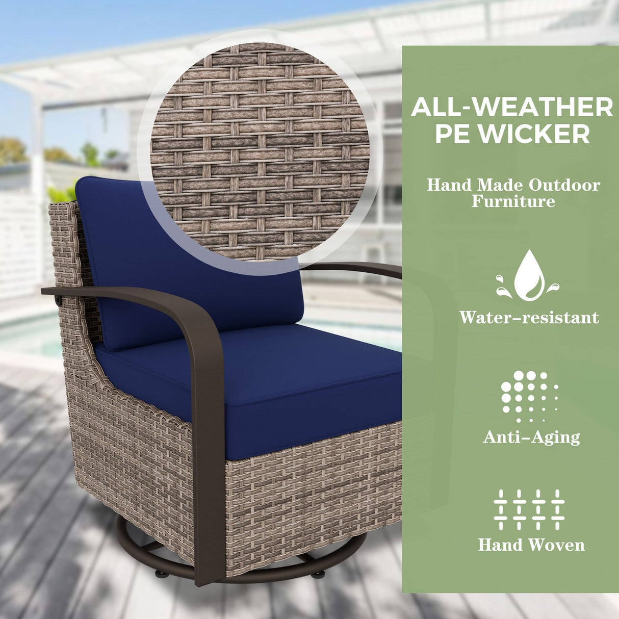 EAGLE PEAK Coastal Vista Outdoor Patio Furniture Set with Curved Sectional Sofas, Coffee and Side Tables, Patio Chairs, Seats 6, Beige - Eagle Peak Canopy and Outdoor Products