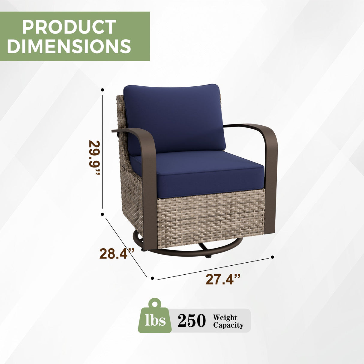 EAGLE PEAK Coastal Vista Outdoor Swivel Wicker Rocker Chair with Deep Seating,Contains 2 Chairs, Beige/Blue - Eagle Peak Canopy and Outdoor Products